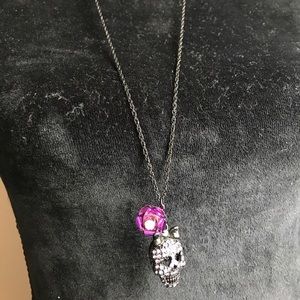 Betsey Johnson skull and rose necklace